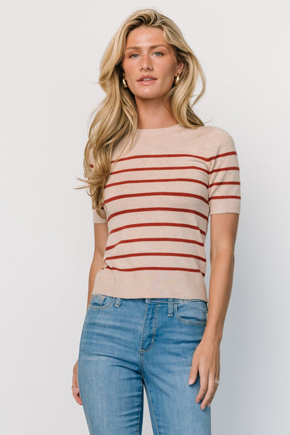 Alyson Knit Top | Oatmeal + Rust