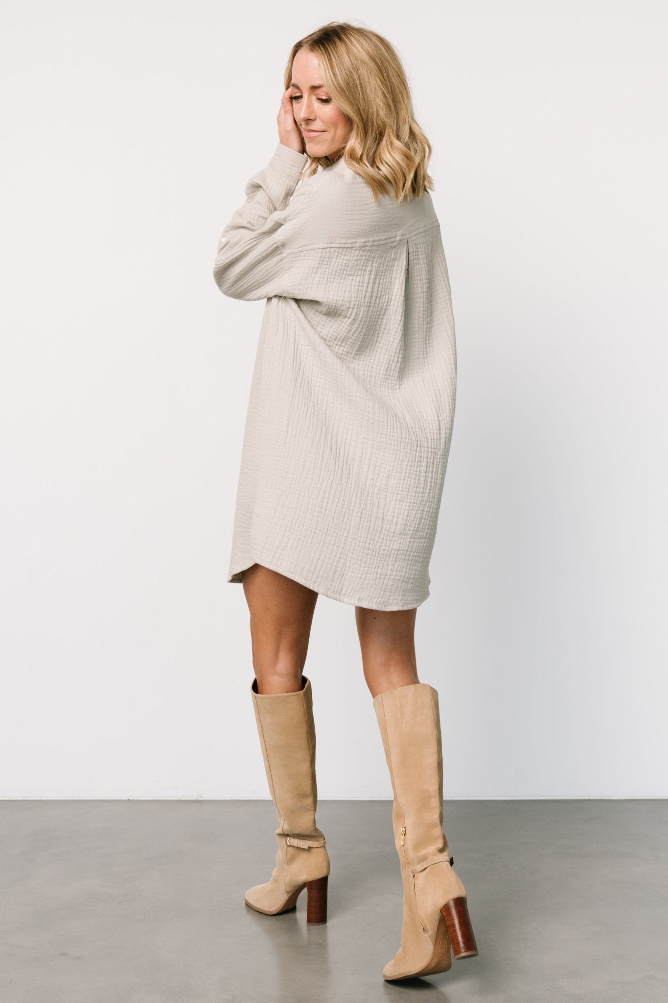 Andres Button Shirt Dress | Light Sage