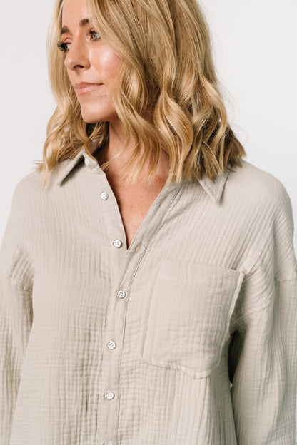 Andres Button Shirt Dress | Light Sage