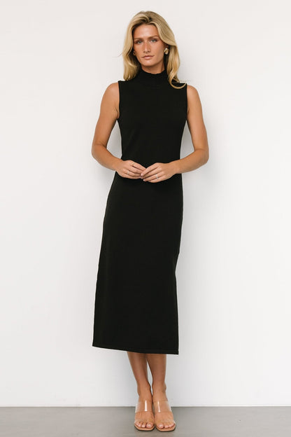 Angelina Mock Neck Tank Dress | Black