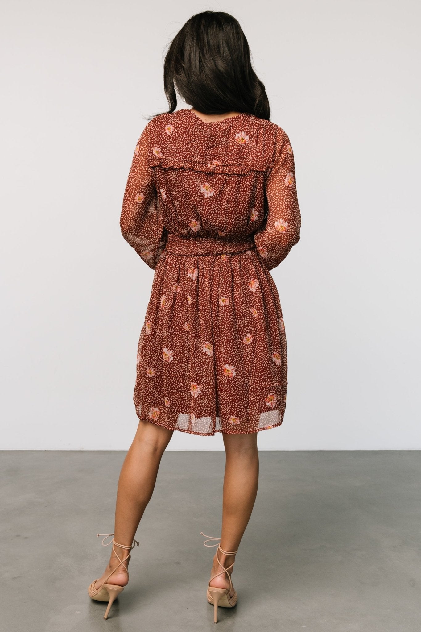 Anne Short Dress | Rust Print