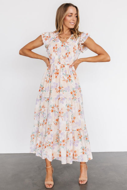 Arla Smocked Maxi Dress | Cream Floral