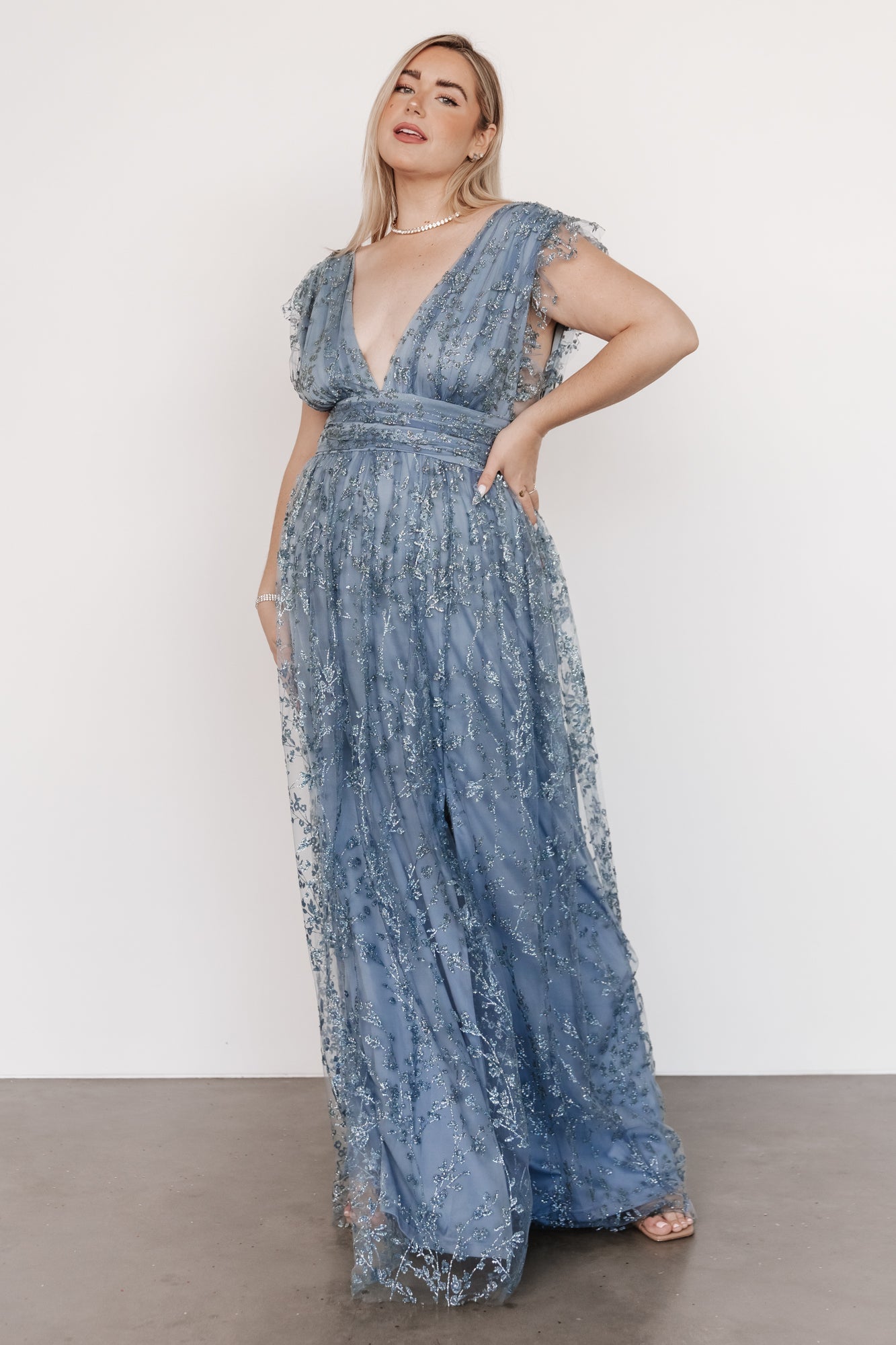 Arlene Shimmer Gown | Winter Blue