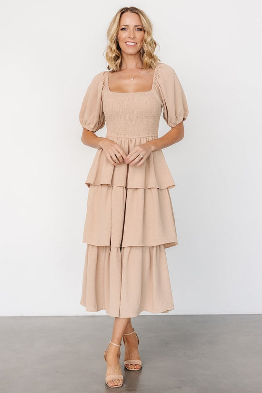 Ashbourne Tiered Dress | Taupe