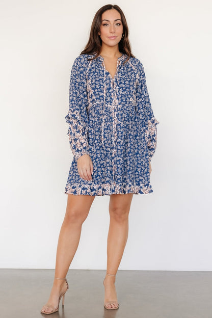 Aster Short Dress | Navy Multi Floral