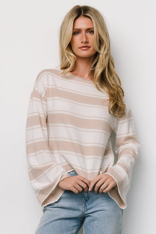 Astoria Striped Top | Ivory + Sand