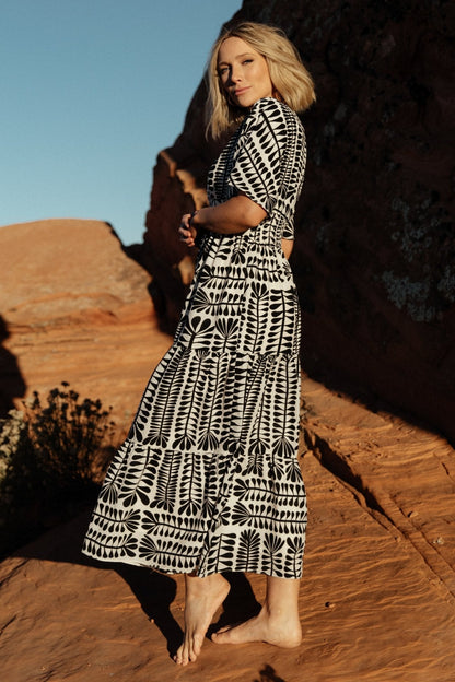 Austin Kimono Dress | Black Print