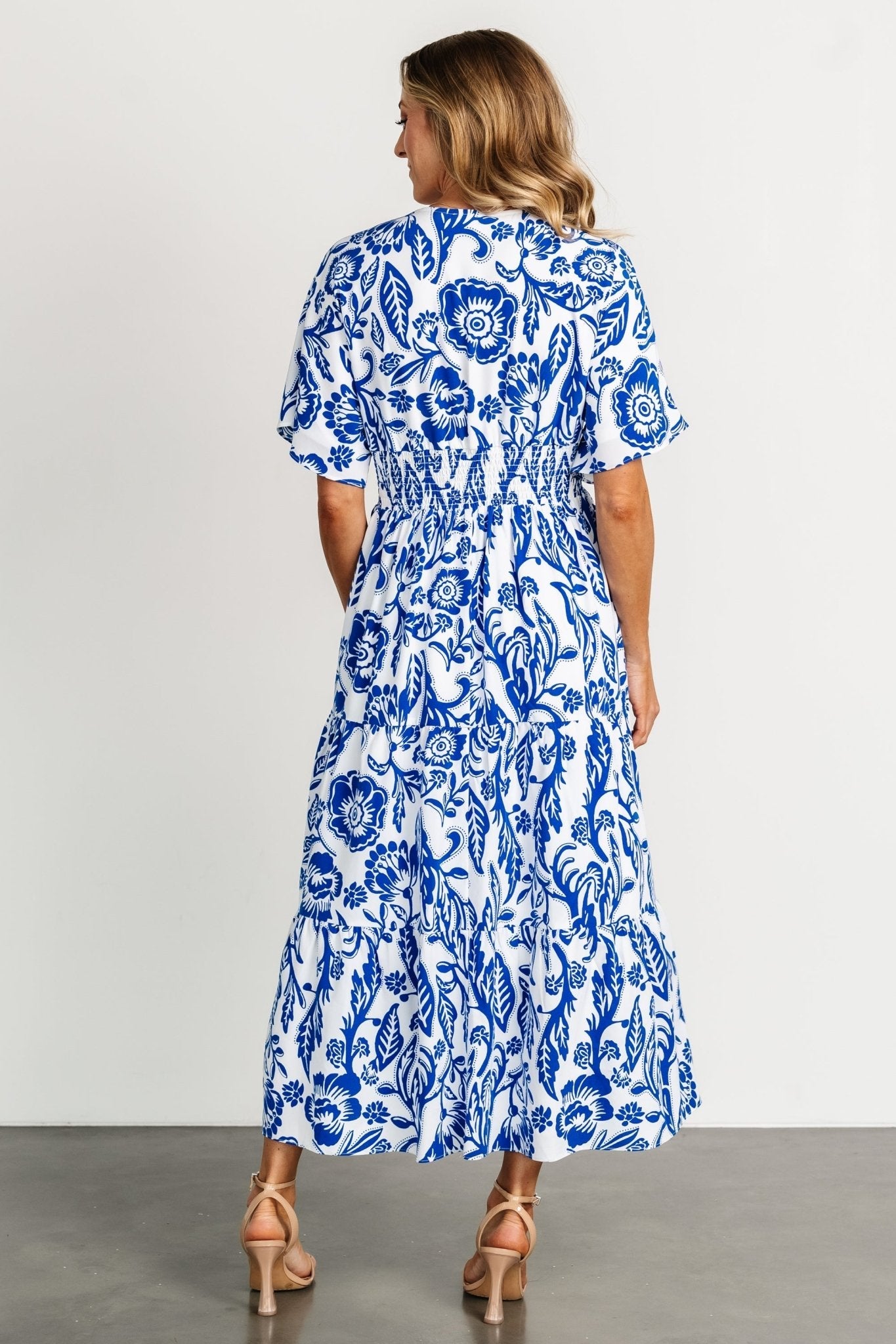 Austin Kimono Dress | Cobalt Print