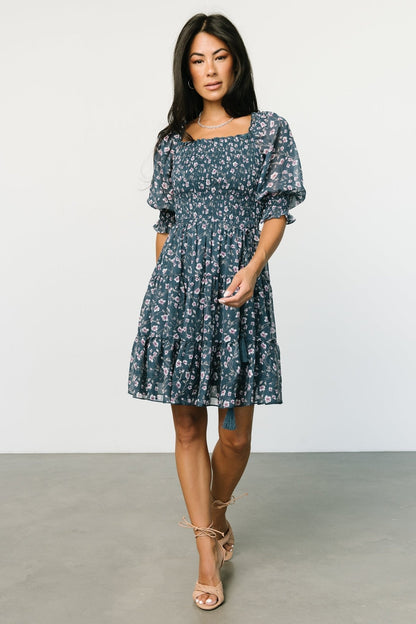 Azlyn Smocked Short Dress | Blue Multi