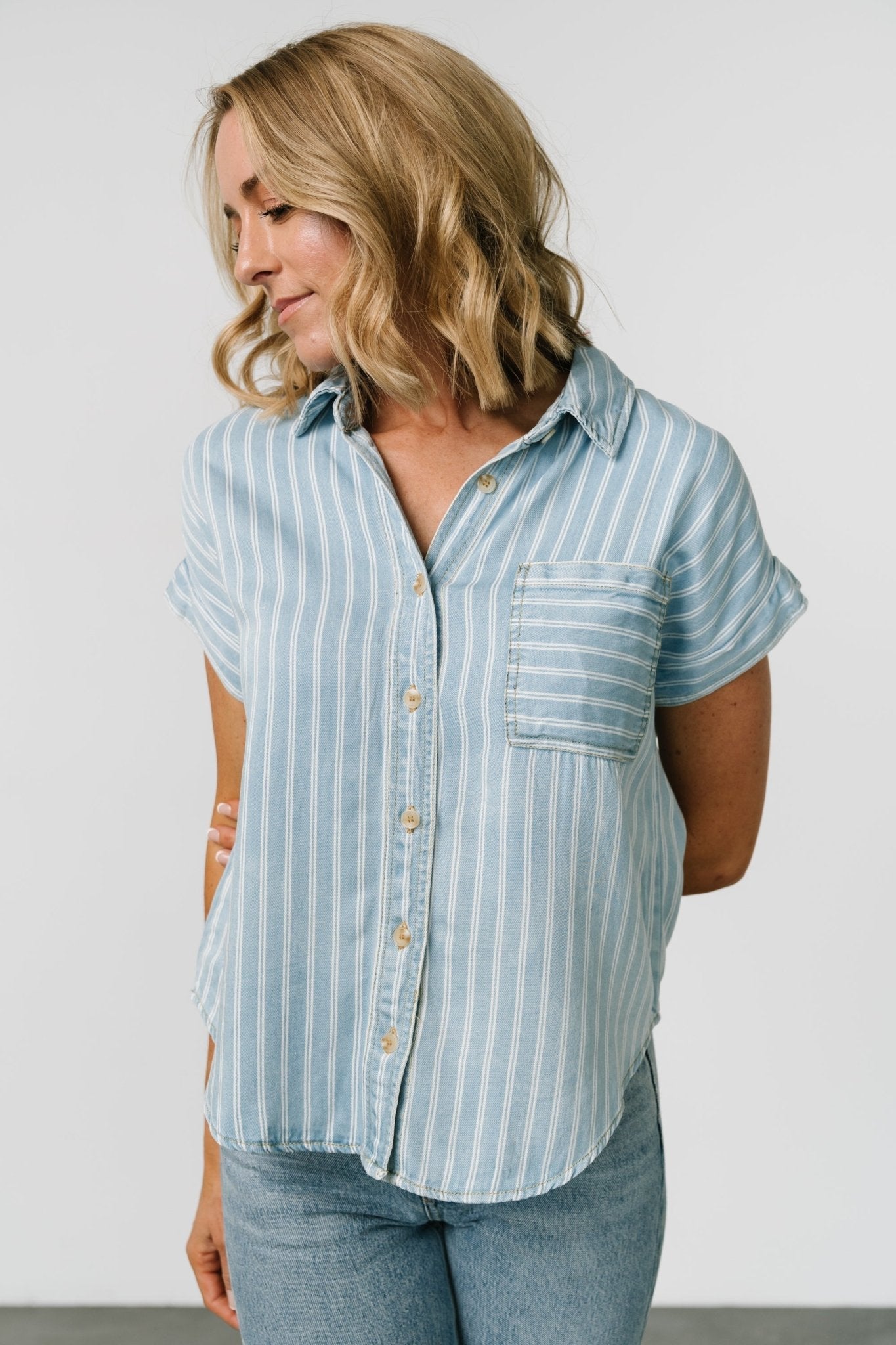 Berkley Striped Top | Denim Blue