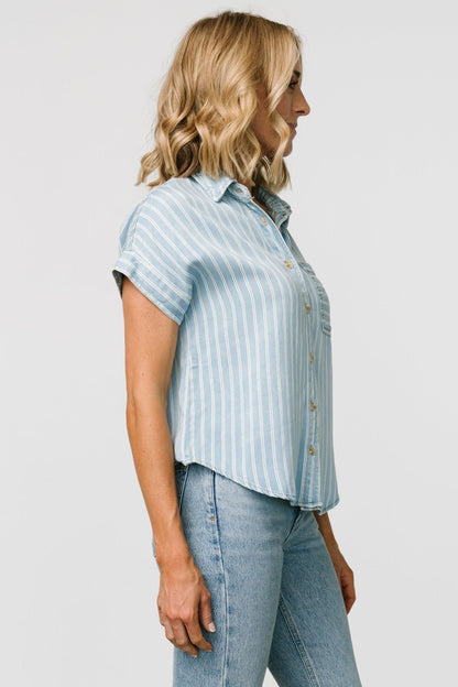Berkley Striped Top | Denim Blue