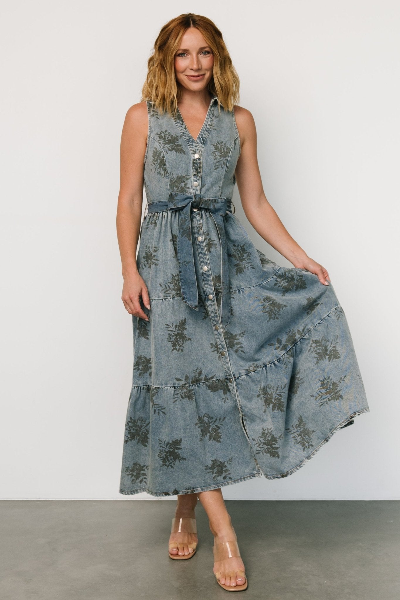 Bernadette Sleeveless Denim Dress | Washed Blue