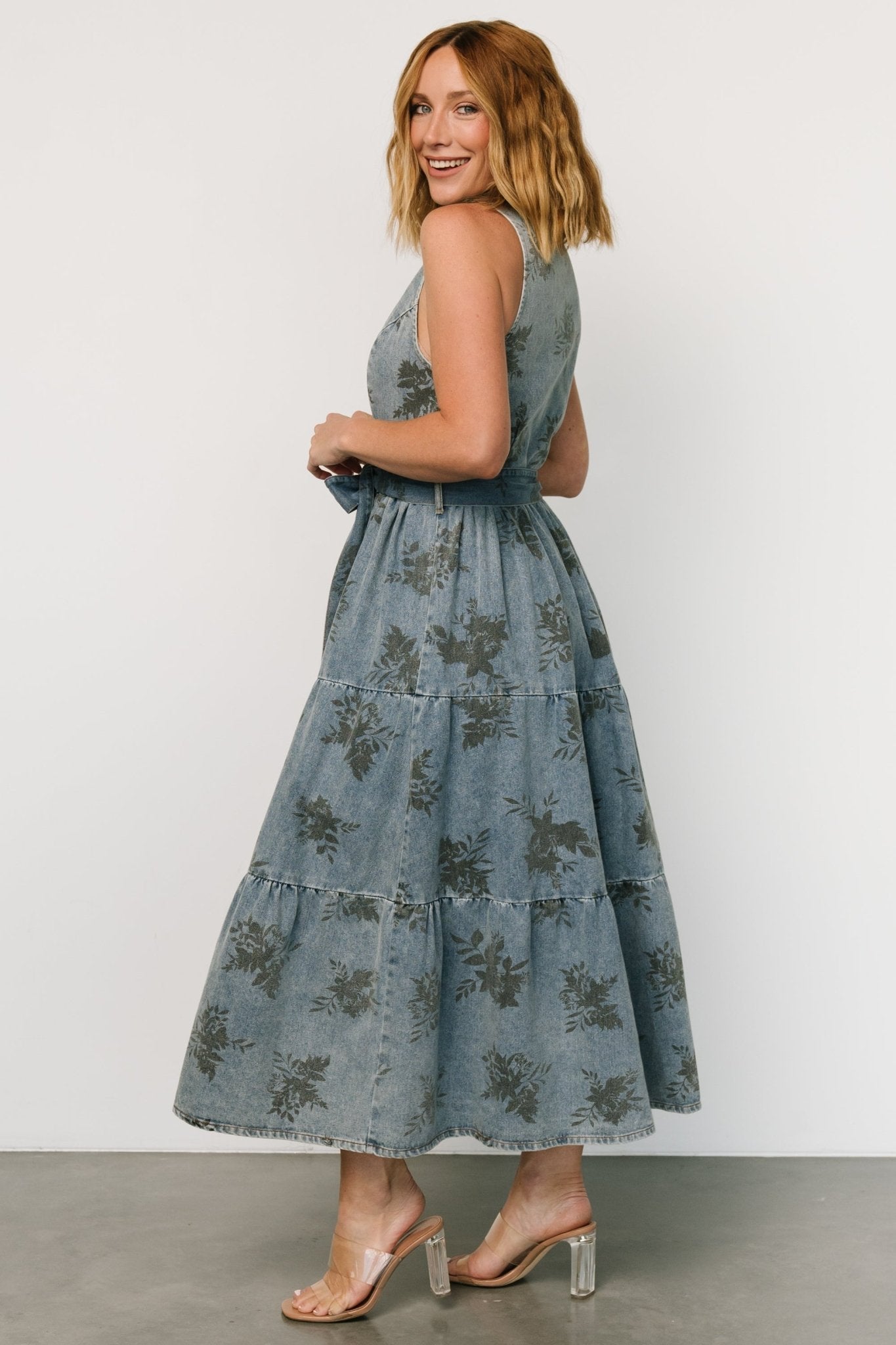 Bernadette Sleeveless Denim Dress | Washed Blue