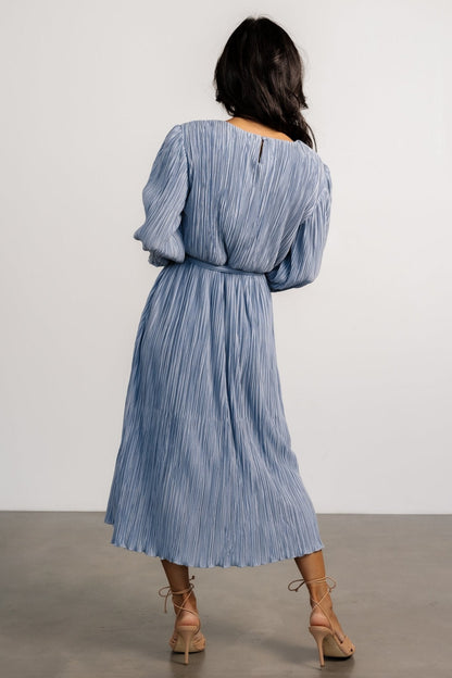 Bethany Pleated Midi Dress | Light Blue