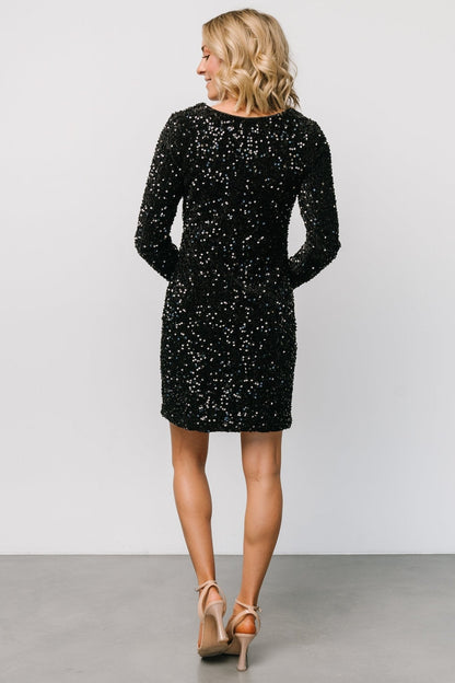 Betty Sequin Short Dress | Black