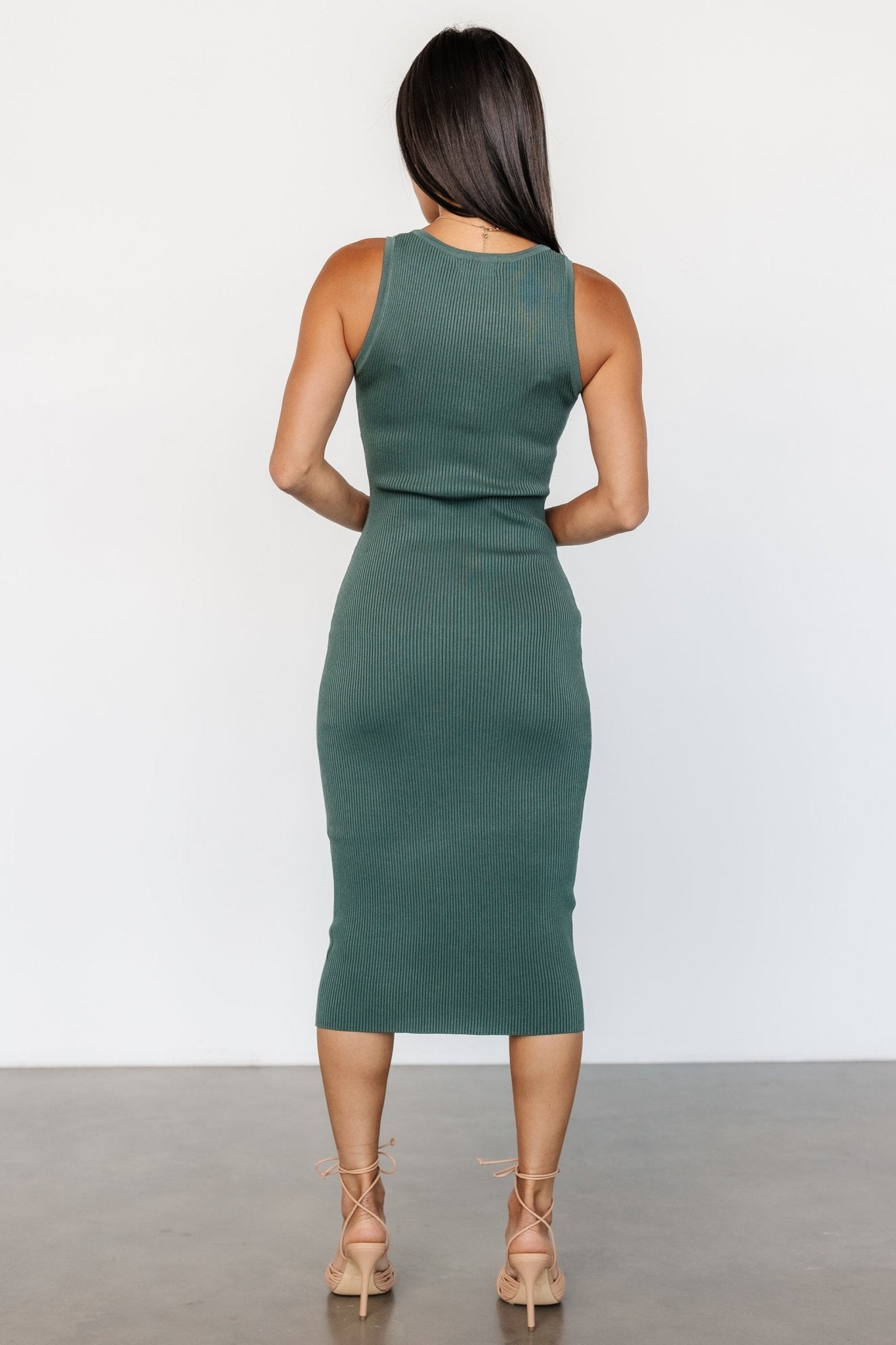 Bobbie Snap Button Midi Dress | Green