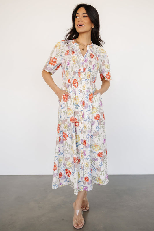 Botega Midi Dress | Ivory Multi Floral