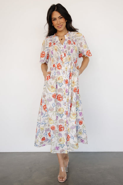 Botega Midi Dress | Ivory Multi Floral