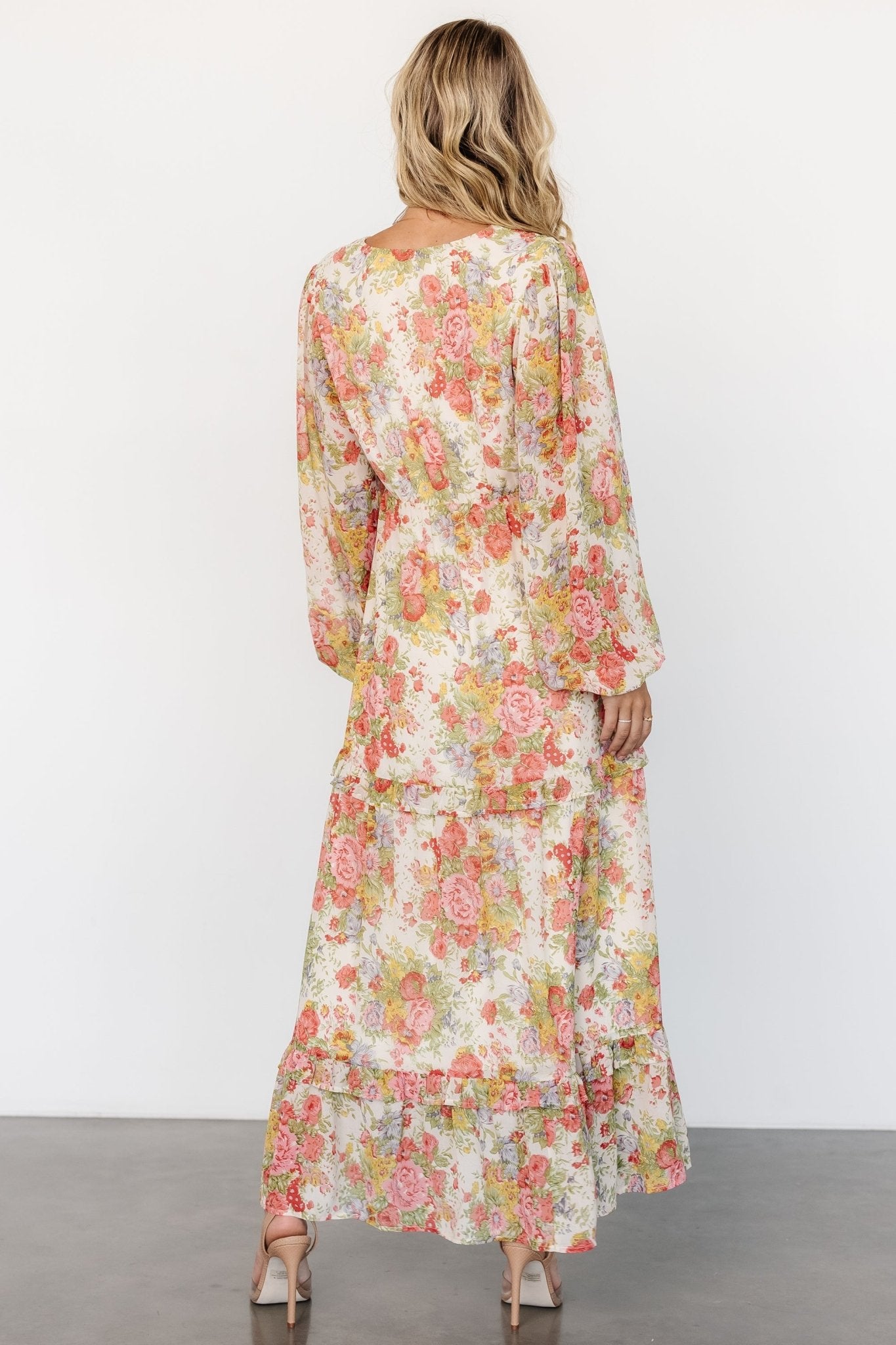 Bowman Deep V Maxi Dress | Cream Multi Floral