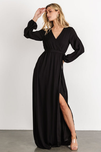 Breanne Faux Wrap Maxi Dress | Black