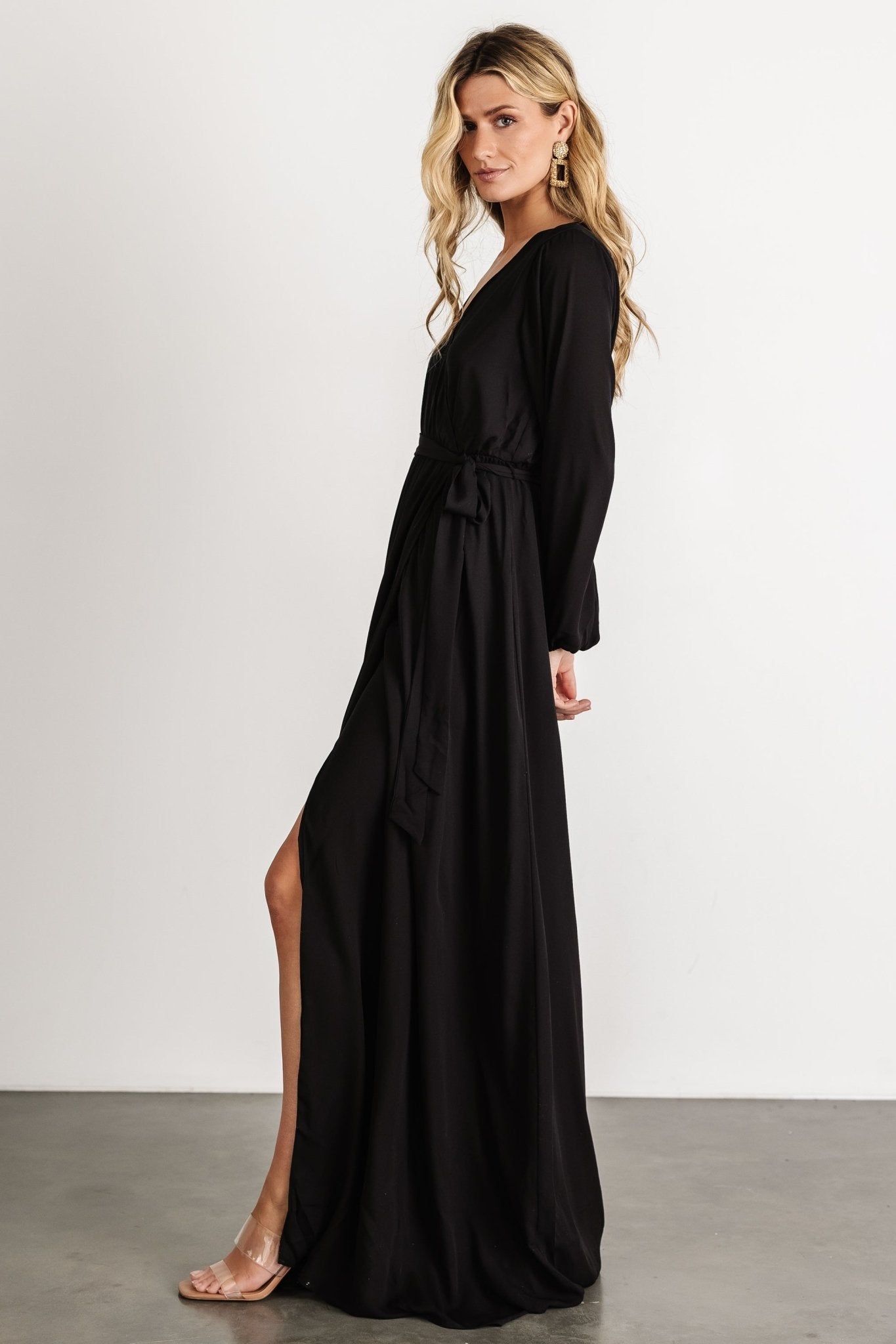 Breanne Faux Wrap Maxi Dress | Black