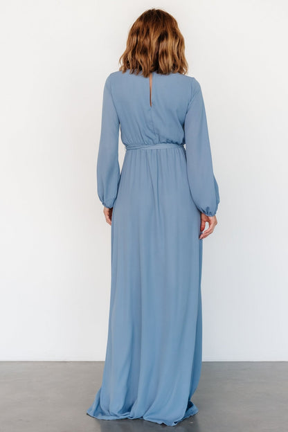 Breanne Faux Wrap Maxi Dress | Slate Blue