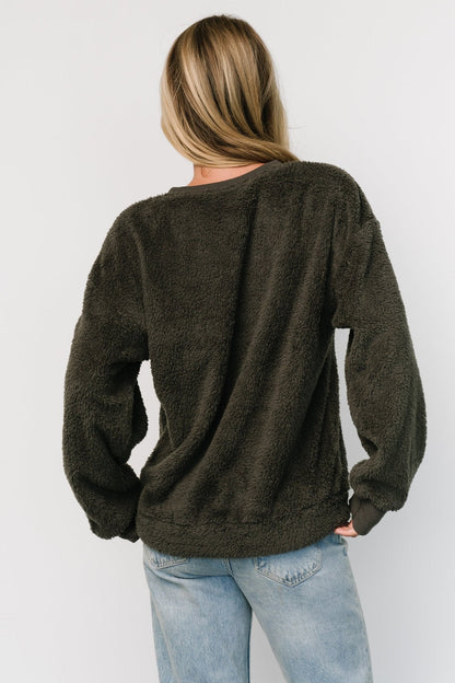 Brina Teddy Crewneck | Charcoal Gray