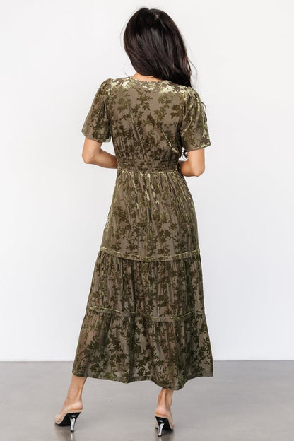 Bronwyn Velvet Dress | Olive