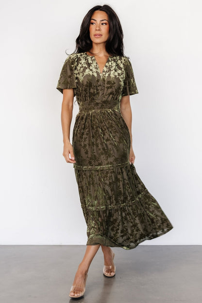 Bronwyn Velvet Dress | Olive