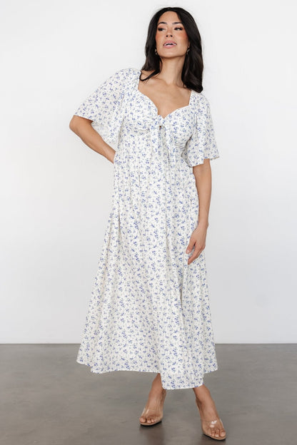 Carah Tie Dress | Off White + Lavender Floral