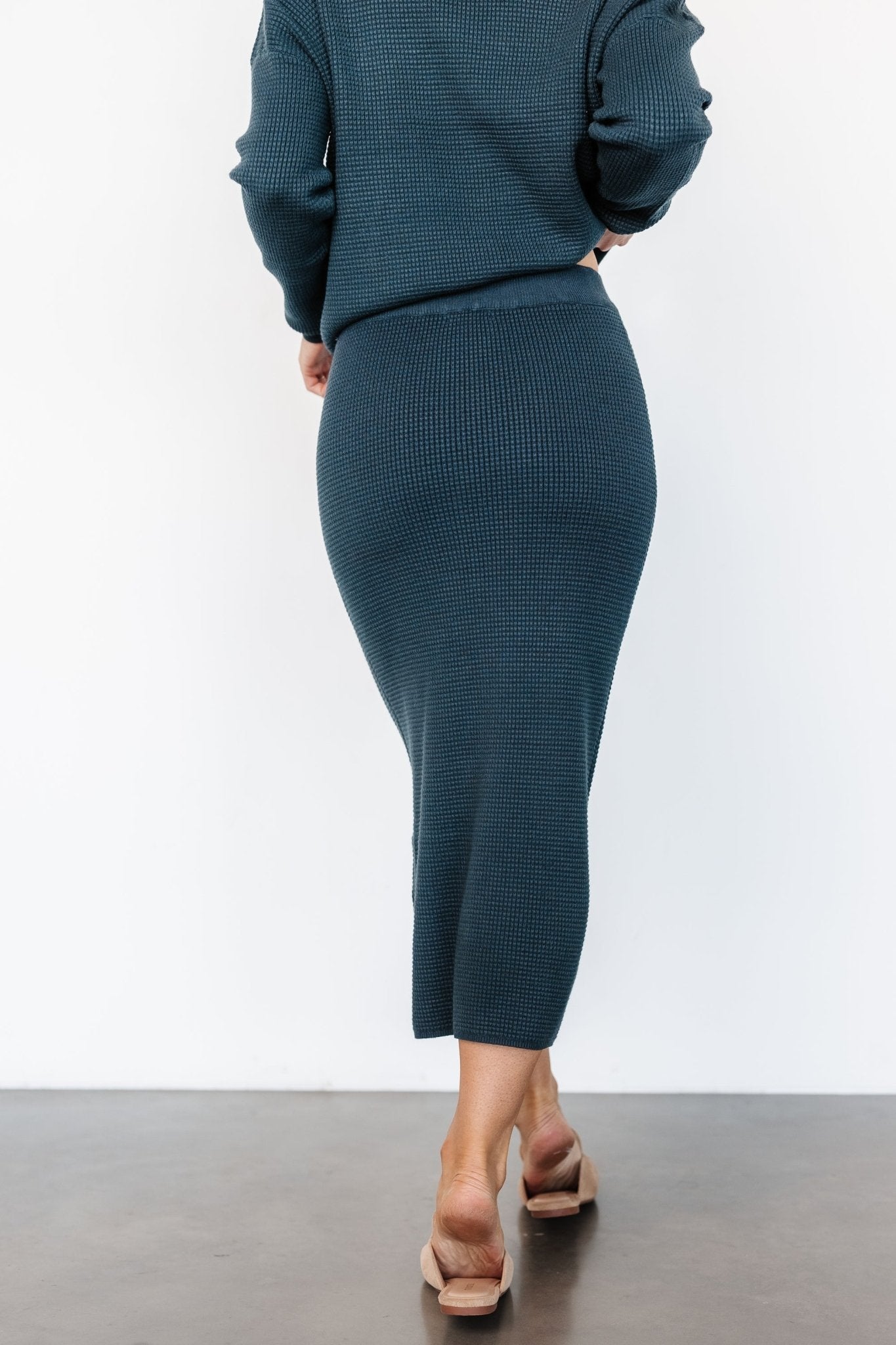 Carey Waffle Midi Skirt | Midnight Blue