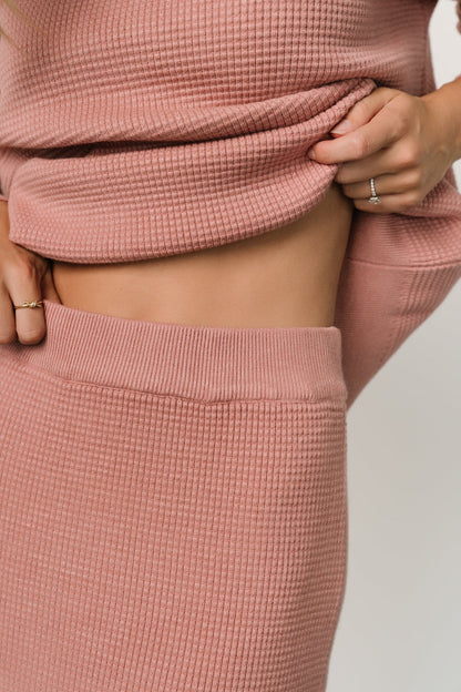 Carey Waffle Midi Skirt | Rose