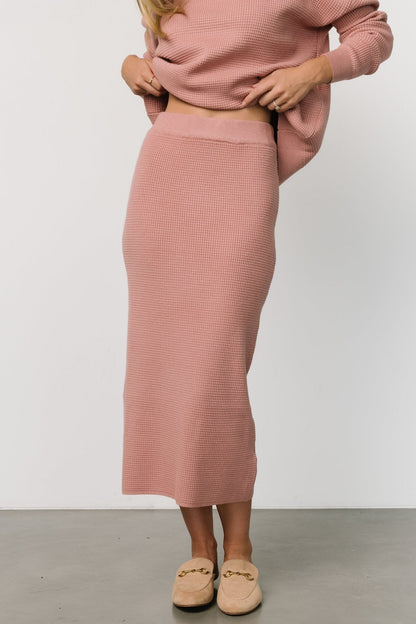 Carey Waffle Midi Skirt | Rose