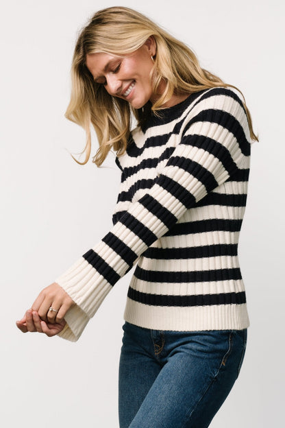 Carrie Striped Sweater | Navy + Ivory