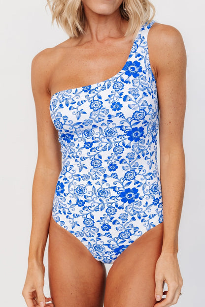 Catania One Piece | White + Cobalt Floral