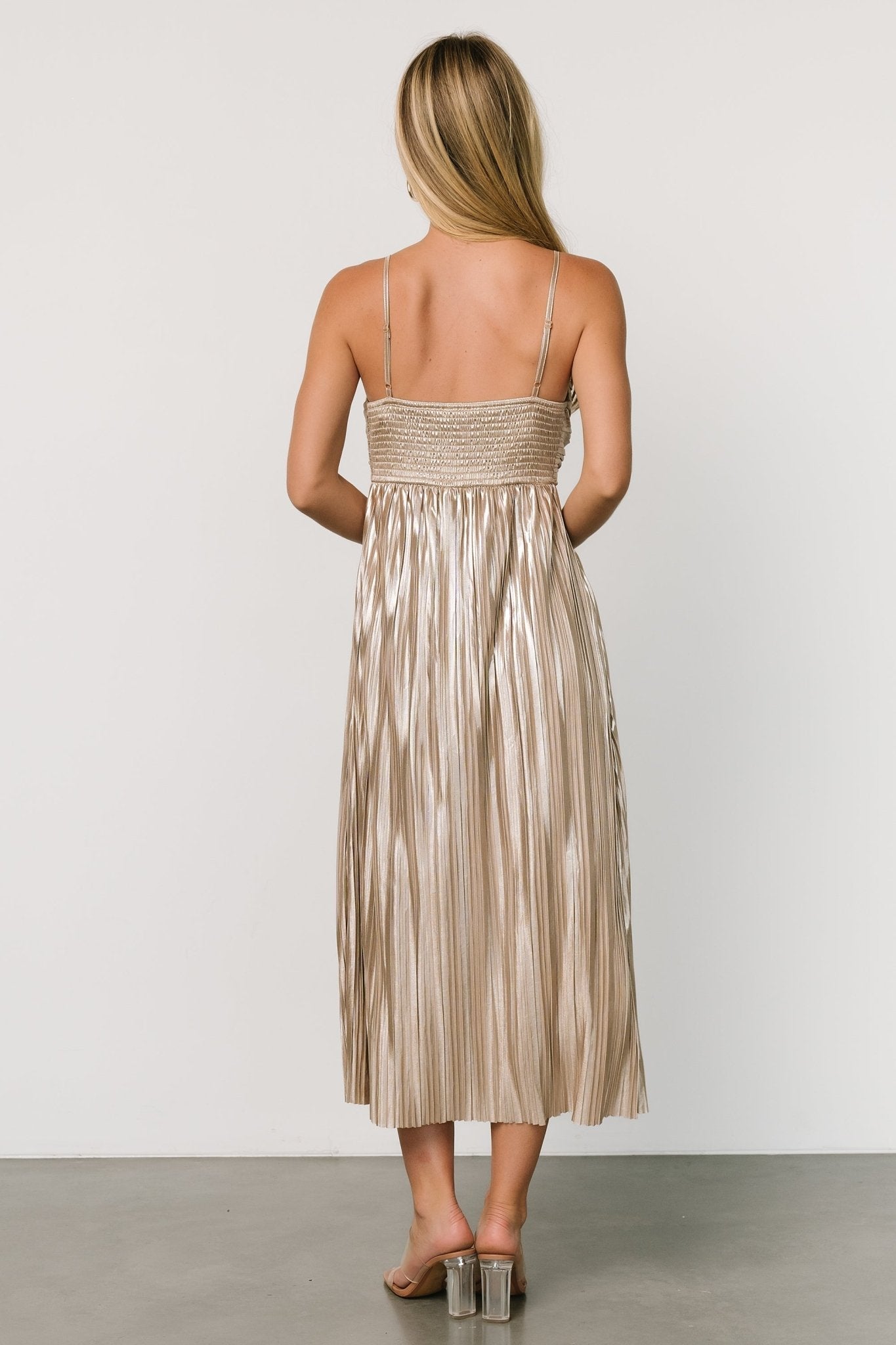 Cecilia Pleated Dress | Champagne