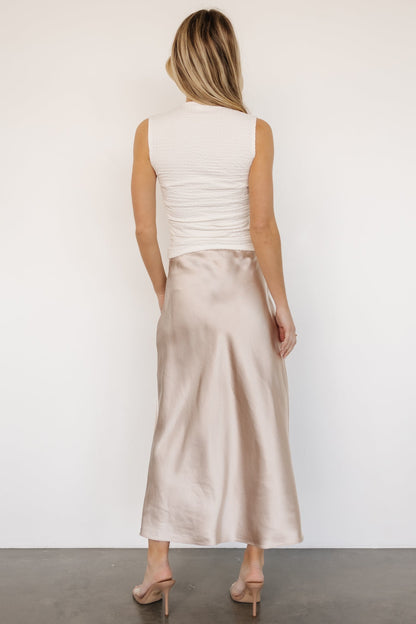 Celeste Satin Midi Skirt | Champagne