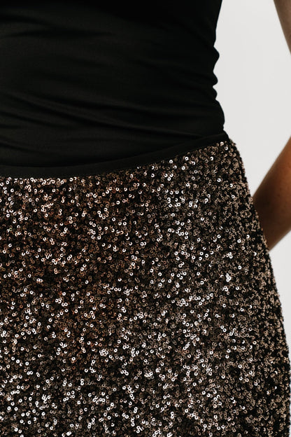 Charmed Sequin Midi Skirt | Bronze