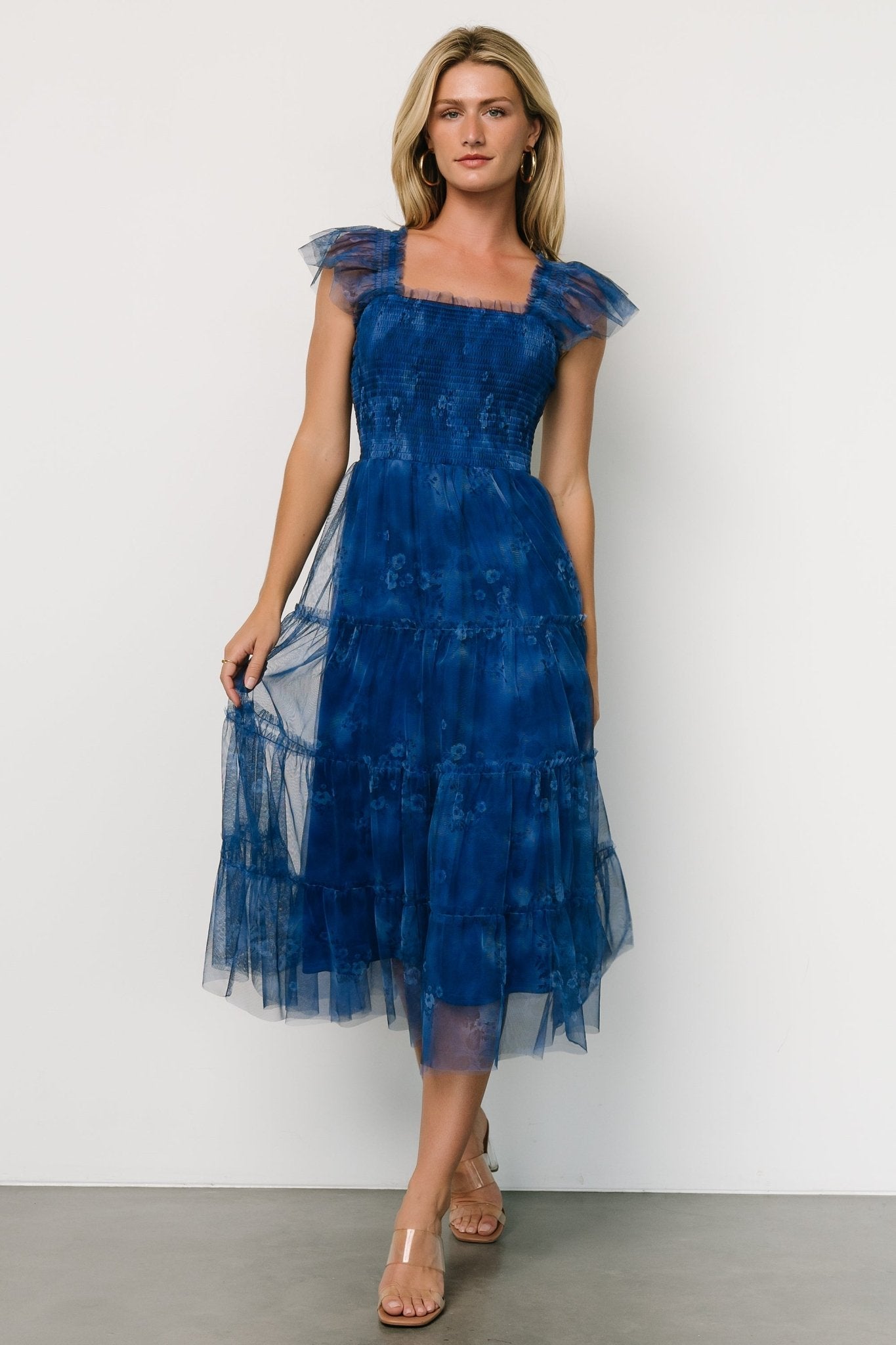 Clementine Tulle Midi Dress | Cobalt