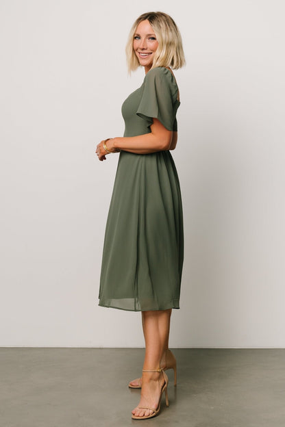Colette Sweetheart Midi Dress | Dark Sage