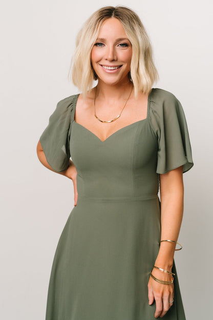 Colette Sweetheart Midi Dress | Dark Sage