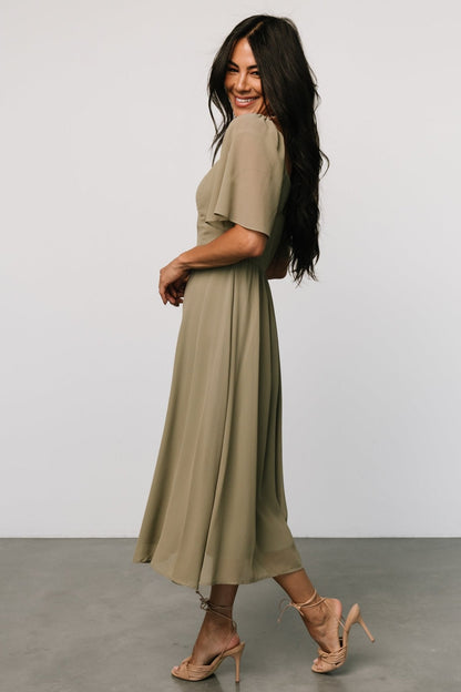 Colette Sweetheart Midi Dress | Dusty Olive