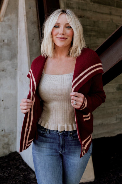 Corbett Knit Cardigan | Burgundy