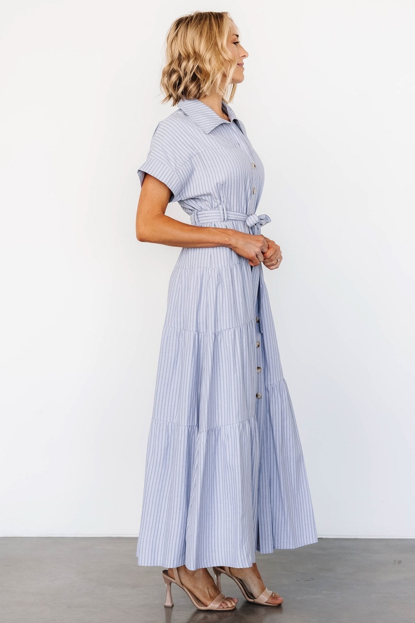 Covey Button Up Maxi Dress | Blue Stripe