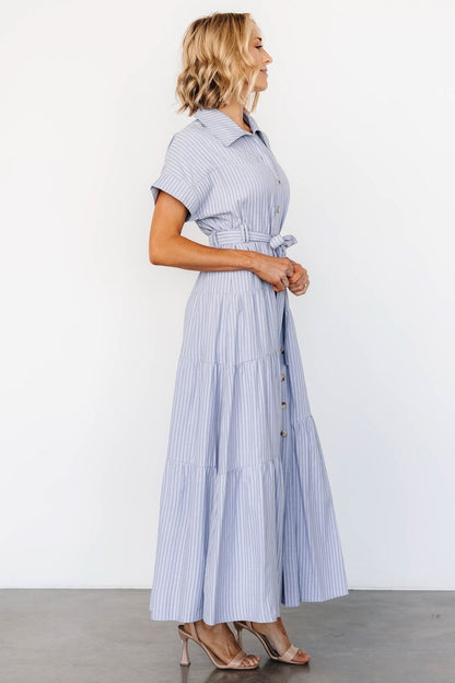 Covey Button Up Maxi Dress | Blue Stripe