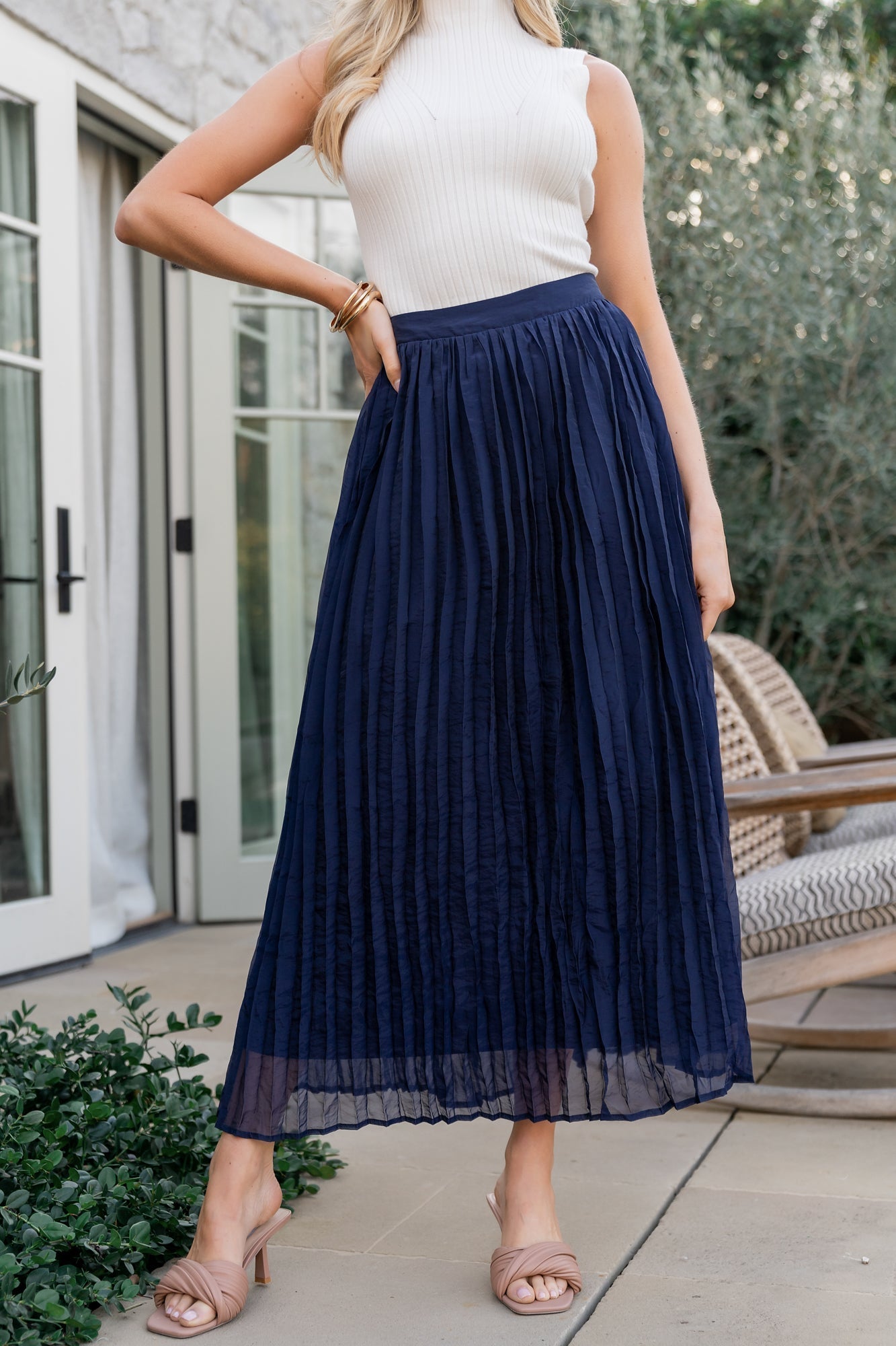 Cyra Midi Skirt | Navy