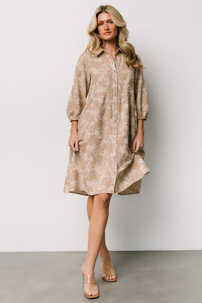 Dakota Babydoll Dress | Taupe Print