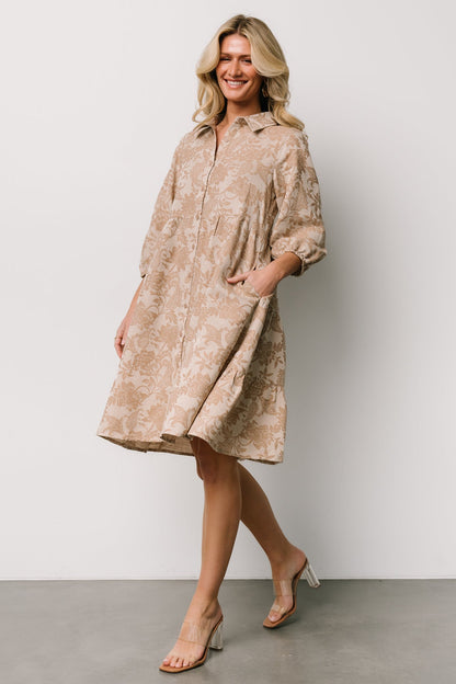 Dakota Babydoll Dress | Taupe Print