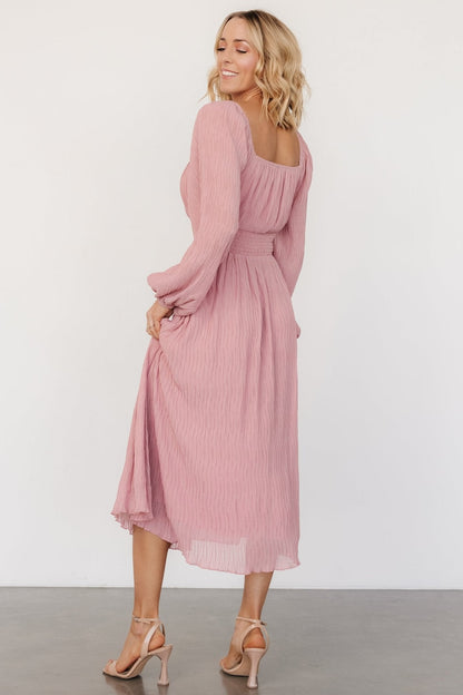 Dalton Pleated Midi Dress | Blush