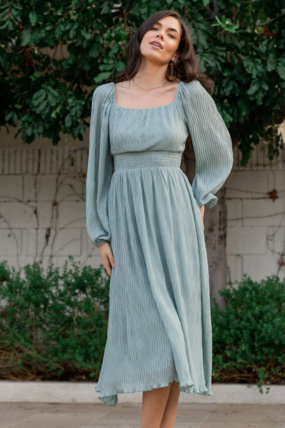 Dalton Pleated Midi Dress | Light Sage